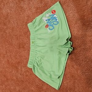 Bright Green "Love Cancun" Cotton Shorts. Size M.